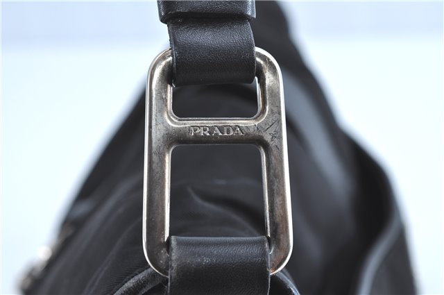 Authentic PRADA Nylon Leather Shoulder Bag B10738 Black H8498