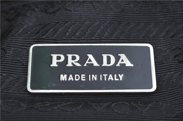 Authentic PRADA Nylon Leather Shoulder Bag B10738 Black H8498