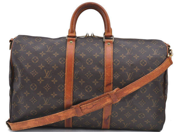 Auth Louis Vuitton Monogram Keepall Bandouliere 45 Boston Bag M41418 LV H8500