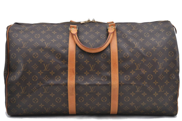 Authentic Louis Vuitton Monogram Keepall 60 Boston Bag M41422 LV H8520