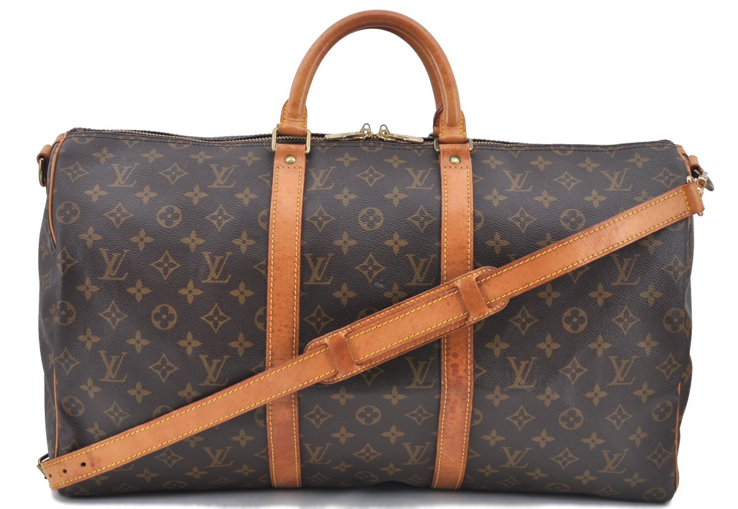 Auth Louis Vuitton Monogram Keepall Bandouliere 50 Boston Bag M41416 LV H8547