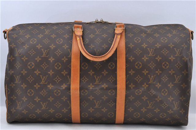 Auth Louis Vuitton Monogram Keepall Bandouliere 55 Boston Bag M41414 LV H8548