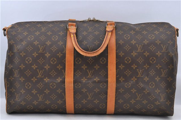 Auth Louis Vuitton Monogram Keepall Bandouliere 55 Boston Bag M41414 LV H8548