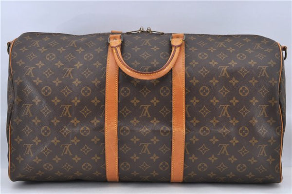 Auth Louis Vuitton Monogram Keepall Bandouliere 55 Boston Bag M41414 LV H8548