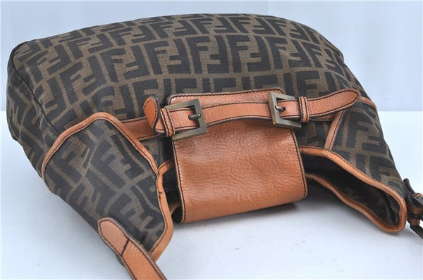 Authentic FENDI Zucca Shoulder Bag Canvas Leather Brown H8565