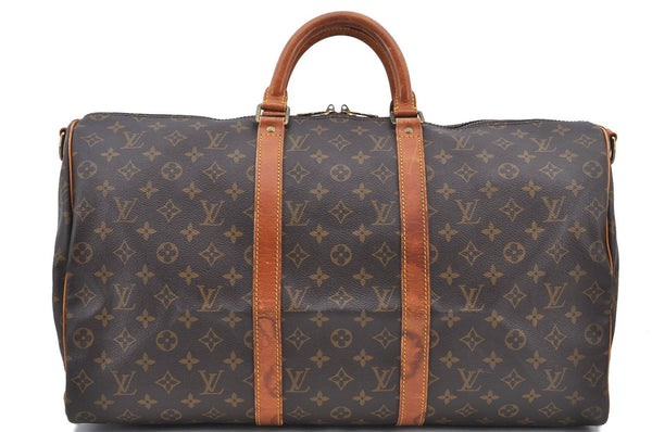 Auth Louis Vuitton Monogram Keepall Bandouliere 50 Boston Bag M41416 LV H8574