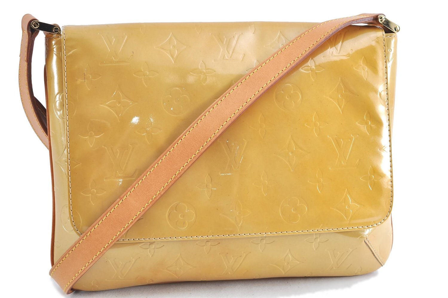 Auth Louis Vuitton Vernis Thompson Street Shoulder Bag Yellow M91008 LV H8582