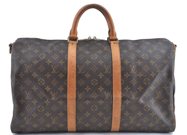 Auth Louis Vuitton Monogram Keepall Bandouliere 50 Boston Bag M41416 LV H8589