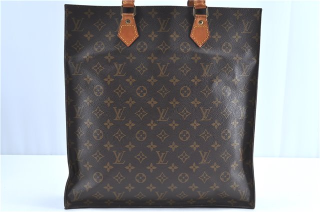 Authentic Louis Vuitton Monogram Sac Plat Hand Bag M51140 LV H8590