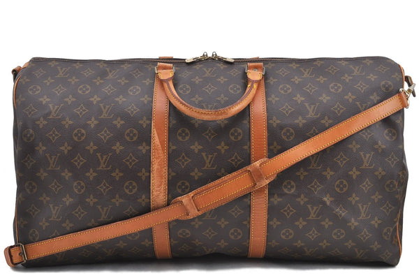 Auth Louis Vuitton Monogram Keepall Bandouliere 60 Boston Bag M41412 LV H8597