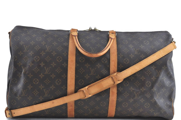 Auth Louis Vuitton Monogram Keepall Bandouliere 60 Boston Bag M41412 LV H8598