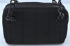 Authentic CHANEL Chocolate Bar Canvas Leather CC Logo Shoulder Bag Black H8604