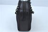 Authentic CHANEL Chocolate Bar Canvas Leather CC Logo Shoulder Bag Black H8604
