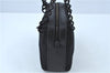 Authentic CHANEL Chocolate Bar Canvas Leather CC Logo Shoulder Bag Black H8604