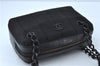 Authentic CHANEL Chocolate Bar Canvas Leather CC Logo Shoulder Bag Black H8604
