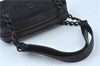 Authentic CHANEL Chocolate Bar Canvas Leather CC Logo Shoulder Bag Black H8604