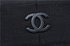 Authentic CHANEL Chocolate Bar Canvas Leather CC Logo Shoulder Bag Black H8604