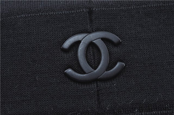 Authentic CHANEL Chocolate Bar Canvas Leather CC Logo Shoulder Bag Black H8604