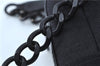 Authentic CHANEL Chocolate Bar Canvas Leather CC Logo Shoulder Bag Black H8604