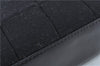 Authentic CHANEL Chocolate Bar Canvas Leather CC Logo Shoulder Bag Black H8604