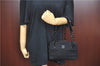 Authentic CHANEL Chocolate Bar Canvas Leather CC Logo Shoulder Bag Black H8604