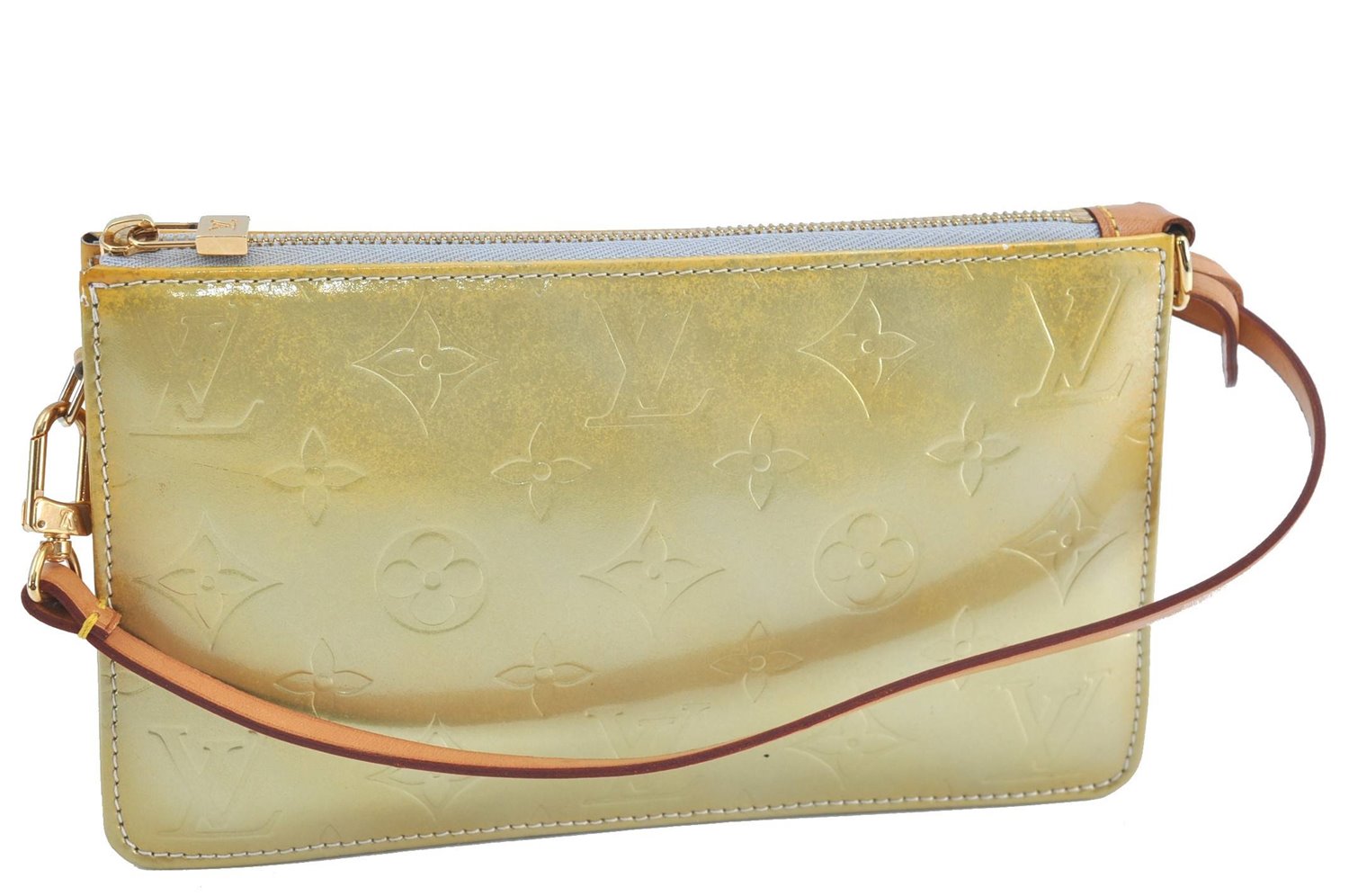 Auth Louis Vuitton Vernis Lexington Hand Bag Pouch Yellow M91056 LV H8617