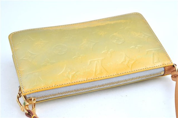 Auth Louis Vuitton Vernis Lexington Hand Bag Pouch Yellow M91056 LV H8617