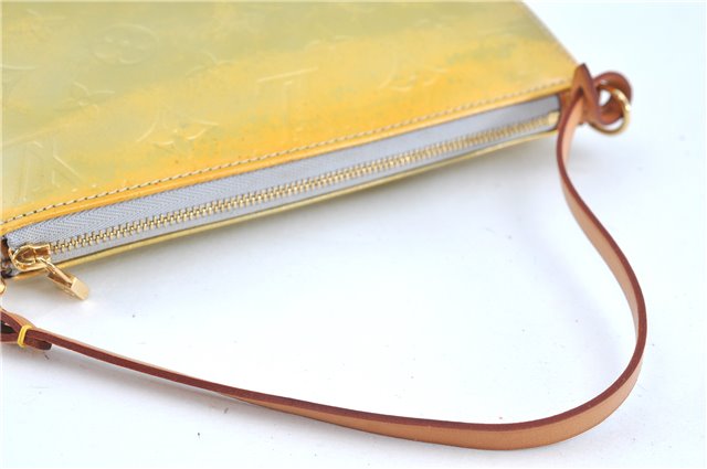 Auth Louis Vuitton Vernis Lexington Hand Bag Pouch Yellow M91056 LV H8617