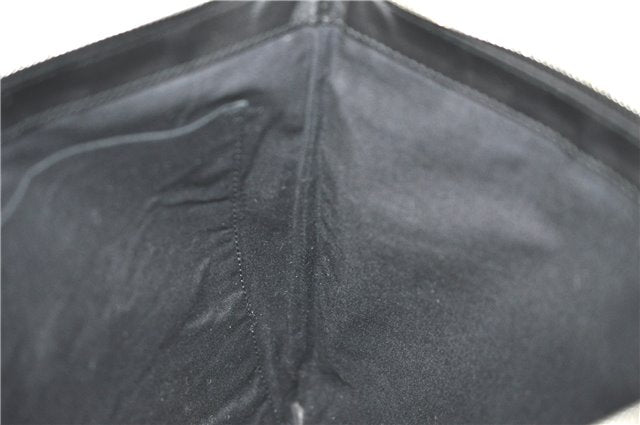 Auth BALENCIAGA Navy Clip L Clutch Bag Canvas Leather 373840 Ivory Black H8630