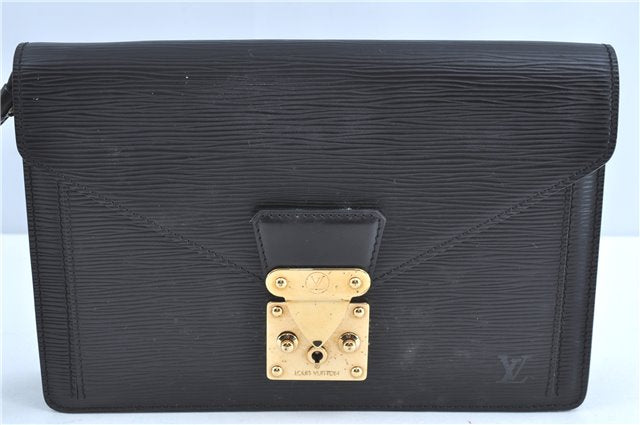 Authentic Louis Vuitton Epi Sellier Dragonne Clutch Bag Black M52612 LV H8645