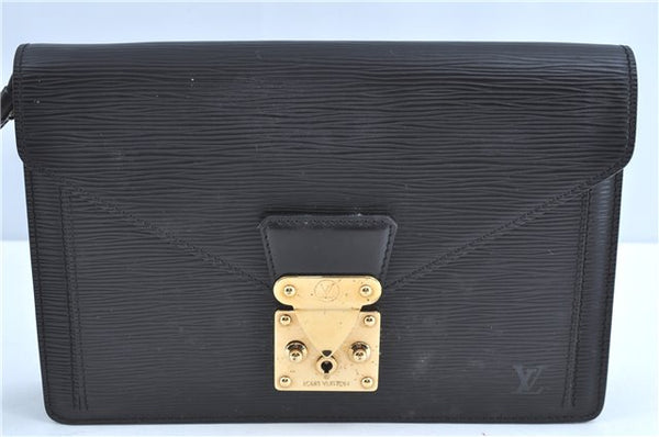 Authentic Louis Vuitton Epi Sellier Dragonne Clutch Bag Black M52612 LV H8645