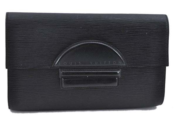 Authentic Louis Vuitton Epi Chaillot Clutch Bag Black M52542 LV H8675
