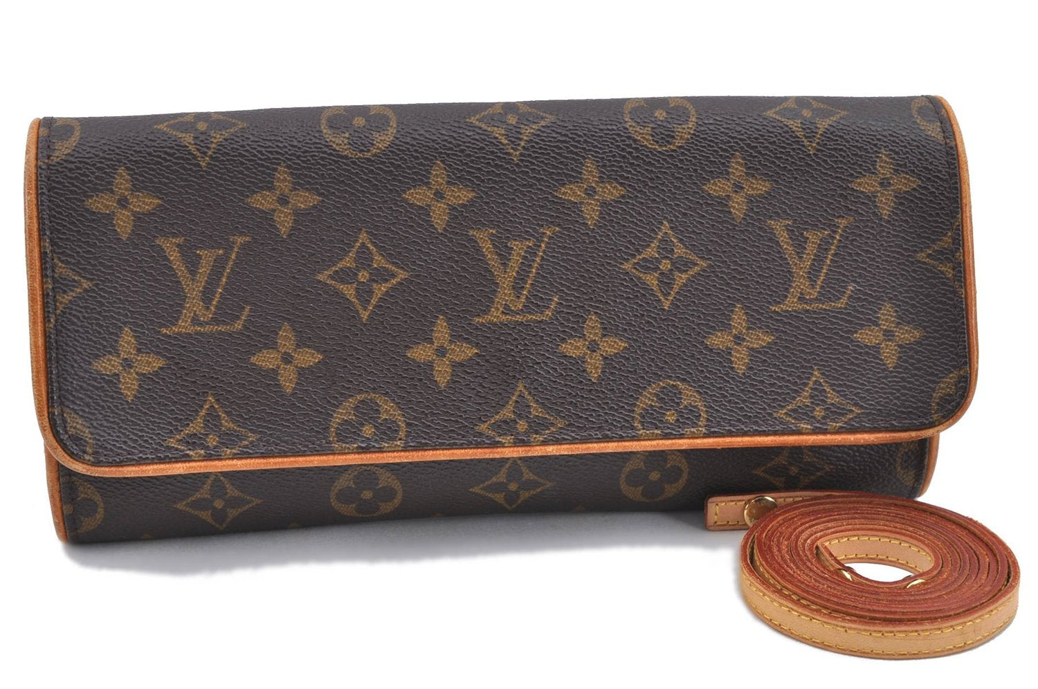 Authentic Louis Vuitton Monogram Pochette Twin GM Shoulder Bag M51852 LV H8677
