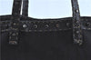 Authentic FENDI Selleria Shoulder Tote Bag Canvas Leather Black H8715