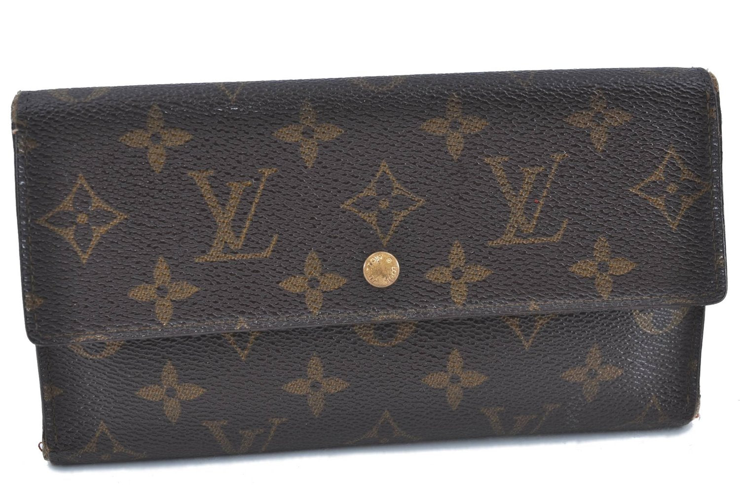 Auth Louis Vuitton Monogram Portefeuille International Wallet M61217 LV H8732