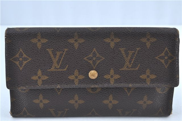 Auth Louis Vuitton Monogram Portefeuille International Wallet M61217 LV H8732