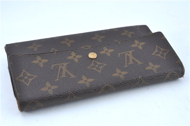 Auth Louis Vuitton Monogram Portefeuille International Wallet M61217 LV H8732