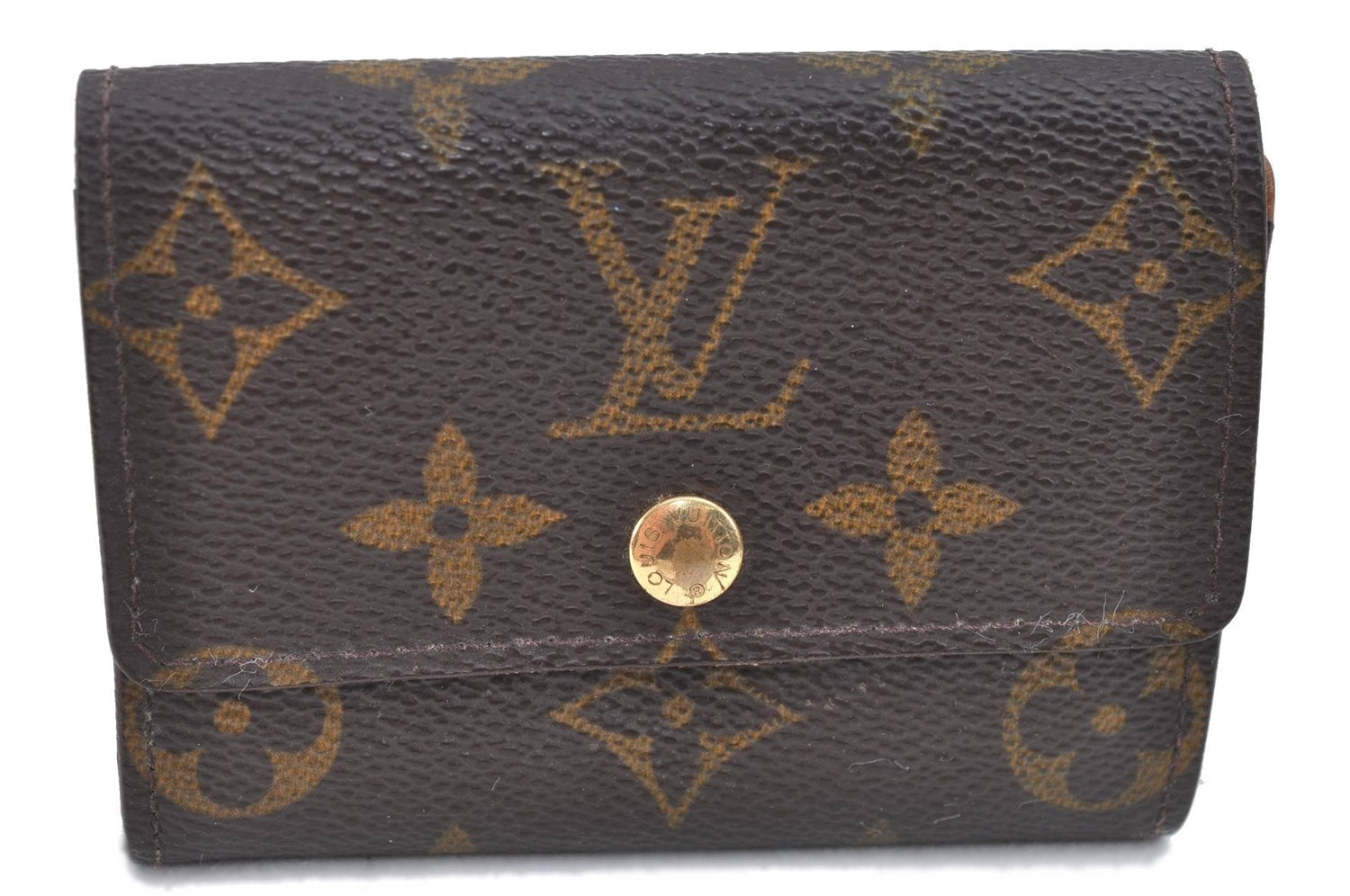 Authentic Louis Vuitton Monogram Porte Monnaie Plat Coin Case M61930 LV H8737
