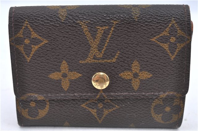Authentic Louis Vuitton Monogram Porte Monnaie Plat Coin Case M61930 LV H8737