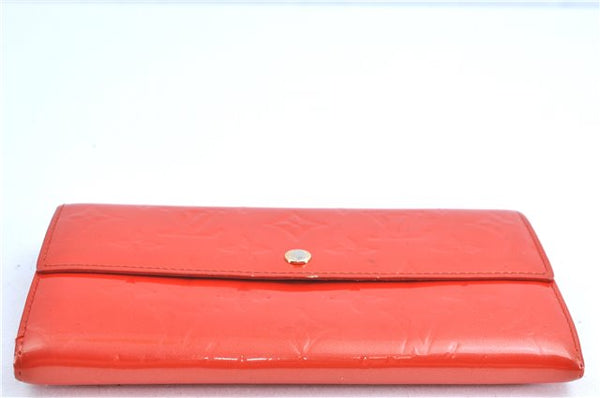 Authentic Louis Vuitton Vernis Portefeuille Sarah Wallet Red M91739 LV H8738