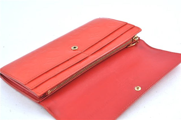 Authentic Louis Vuitton Vernis Portefeuille Sarah Wallet Red M91739 LV H8738