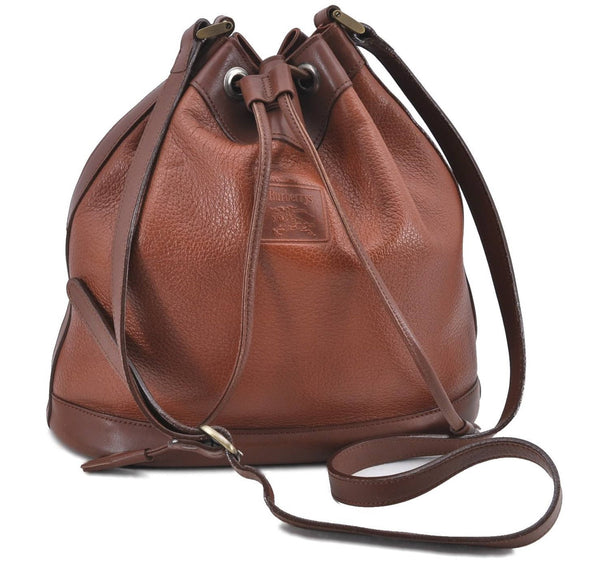 Authentic Burberrys Vintage Leather Shoulder Cross Body Bag Brown H8751