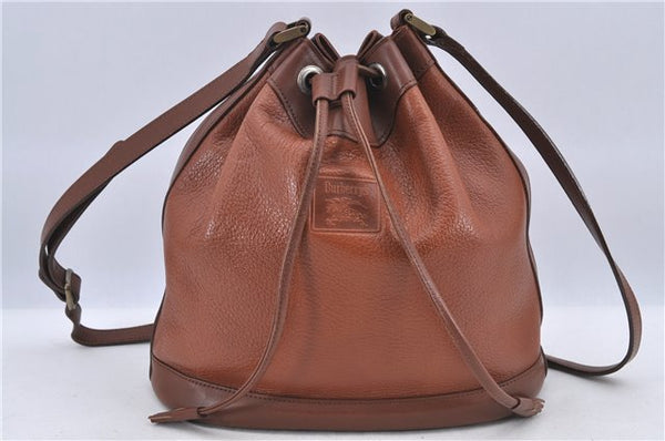 Authentic Burberrys Vintage Leather Shoulder Cross Body Bag Brown H8751