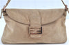 Authentic FENDI Mamma Baguette Shoulder Hand Bag Suede Leather Beige H8755