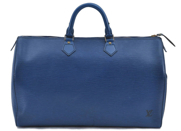 Authentic Louis Vuitton Epi Speedy 40 Hand Bag Blue M42985 LV H8796