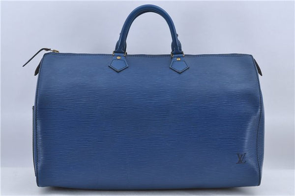 Authentic Louis Vuitton Epi Speedy 40 Hand Bag Blue M42985 LV H8796