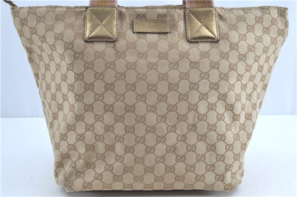 Authentic GUCCI Sherry Line Shoulder Tote Bag Canvas Leather 131231 Beige H8815