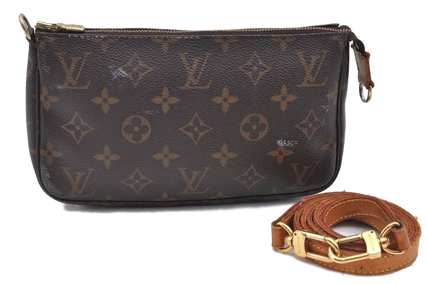 Auth Louis Vuitton Monogram Pochette Accessoires Shoulder Cross Body Pouch H8838