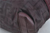 Authentic FENDI Zucca Shoulder Boston Bag Nylon Leather Purple H8841