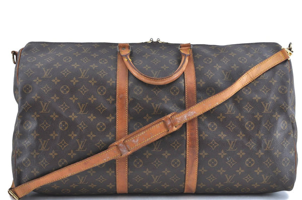 Auth Louis Vuitton Monogram Keepall Bandouliere 60 Boston Bag M41412 LV H8843